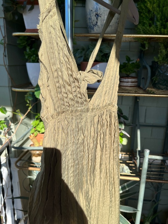 NWOT Free People Frankie Pintuck Cotton Olive Green Maxi Dress - Picture 13 of 16